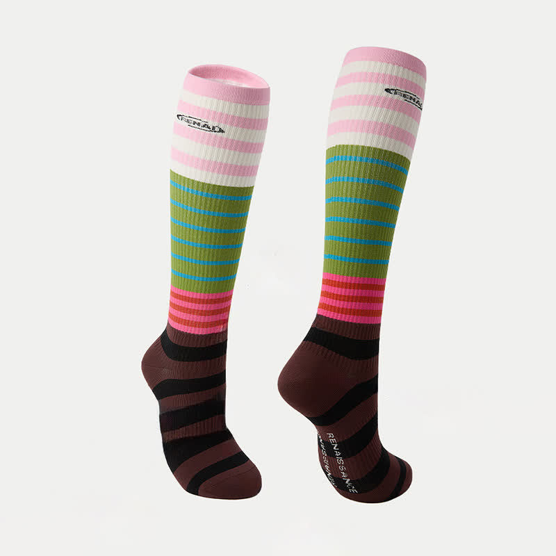 Chaussettes de compression à rayures colorées (2 paires) - UN - UE35-39 (US2-6) - image 8