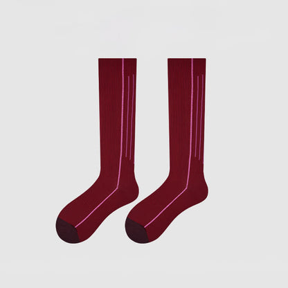 Chaussettes de compression côtelées bordeaux (2 paires) - image 10