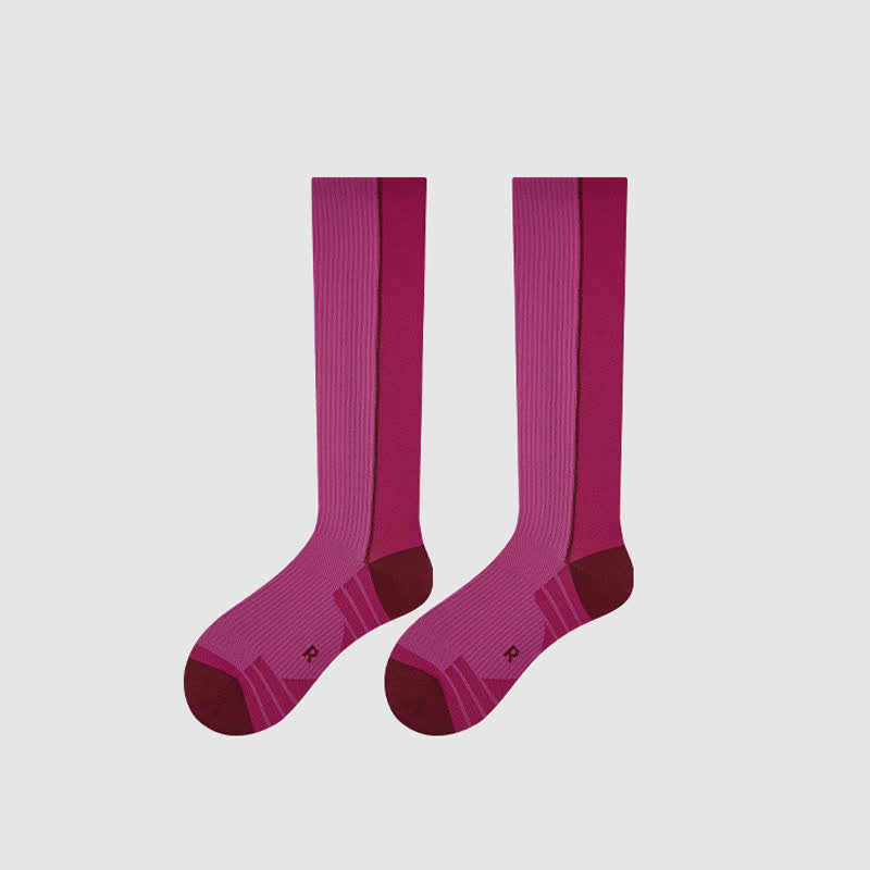 Chaussettes de compression côtelées bordeaux (2 paires) - image 9