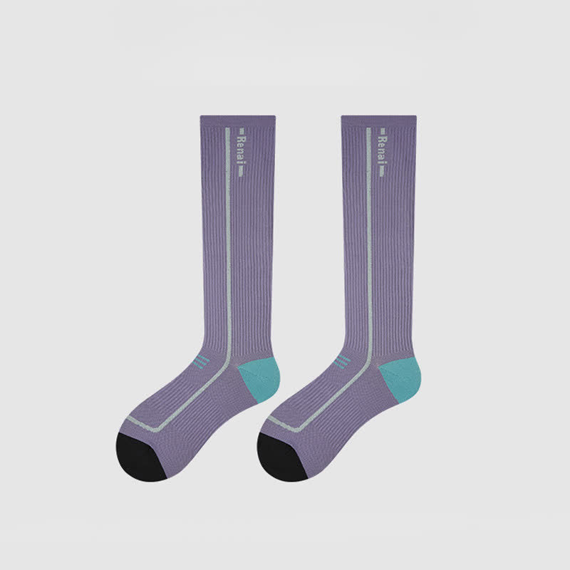 Chaussettes de compression côtelées bordeaux (2 paires) - image 8