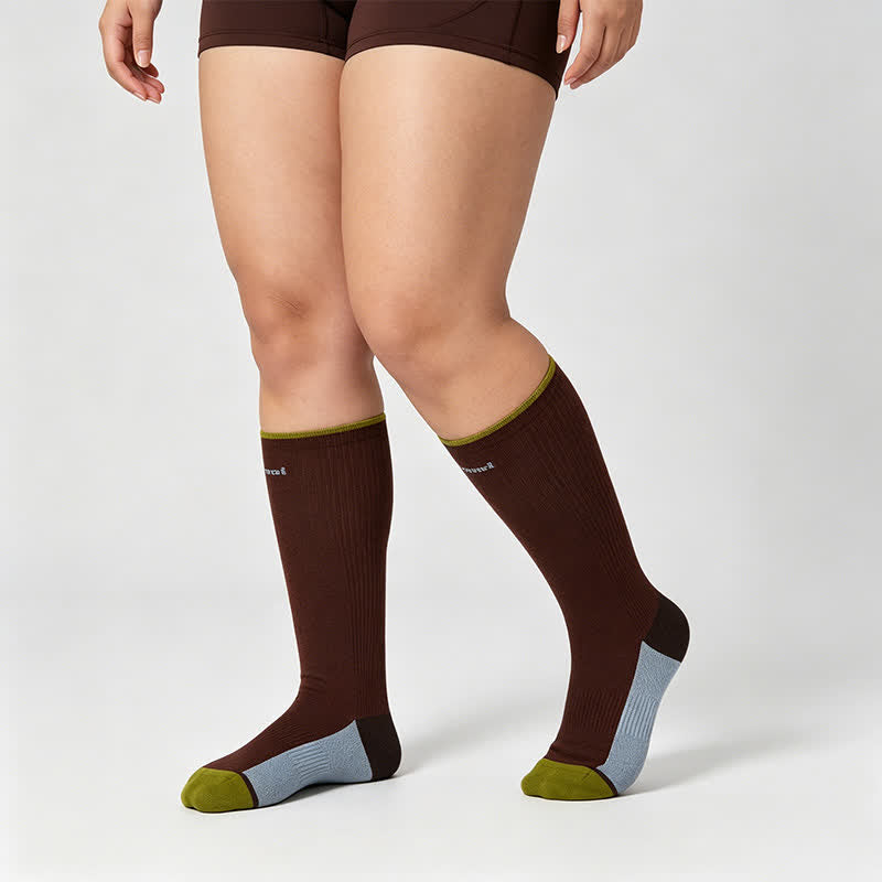 Chaussettes de compression côtelées bordeaux (2 paires) - Brun - UE35-39 (US2-6) - image 3