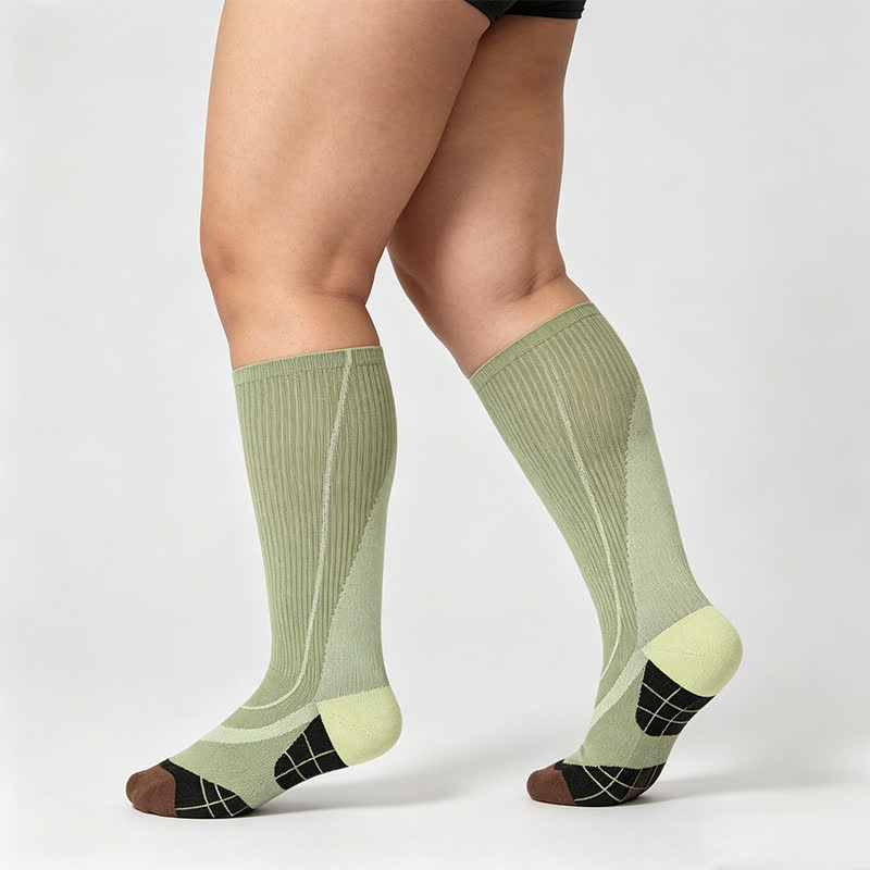 Chaussettes de compression côtelées bordeaux (2 paires) - Vert - UE35-39 (US2-6) - image 4