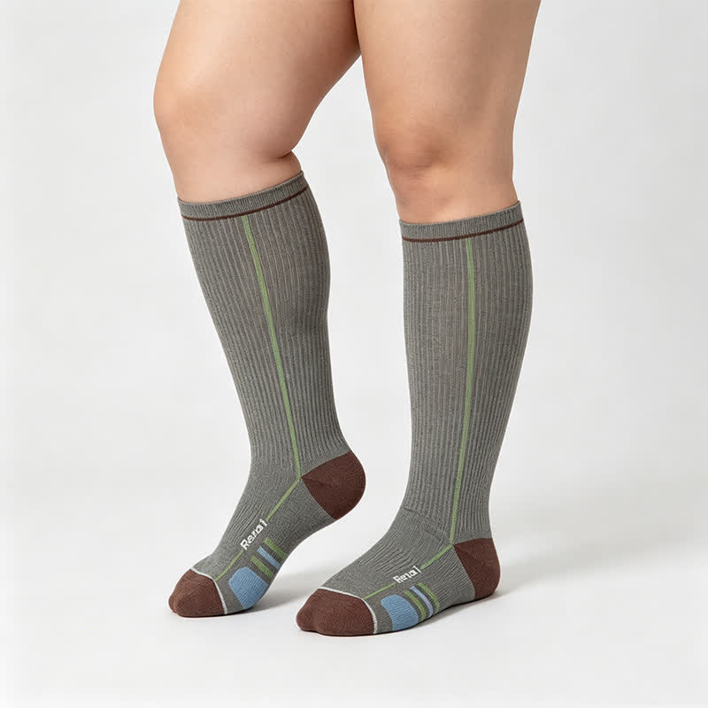 Chaussettes de compression côtelées bordeaux (2 paires) - Gris - UE35-39 (US2-6) - image 5