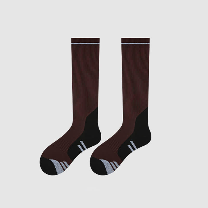 Chaussettes de compression à rayures universitaires (2 paires) - Brun foncé - UE35-39 (US2-6) - image 9
