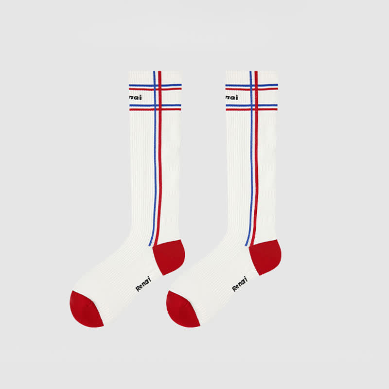 Chaussettes de compression à rayures universitaires (2 paires) - Blanc-B - UE35-39 (US2-6) - image 8