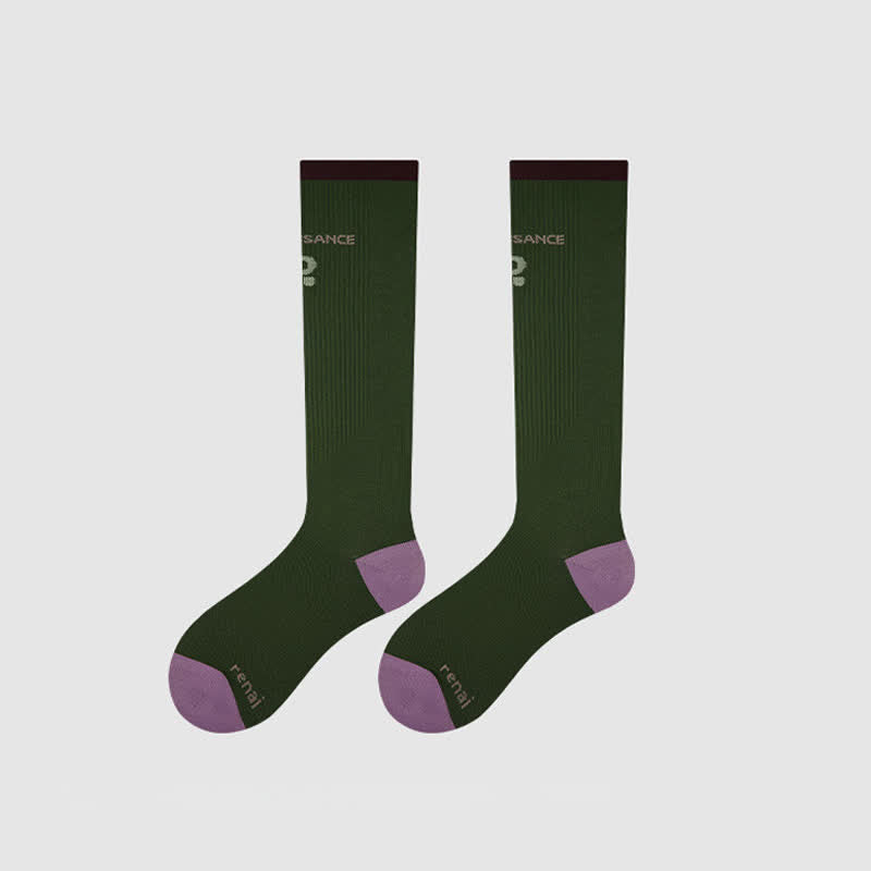 Chaussettes de compression à rayures universitaires (2 paires) - Vert - UE35-39 (US2-6) - image 7