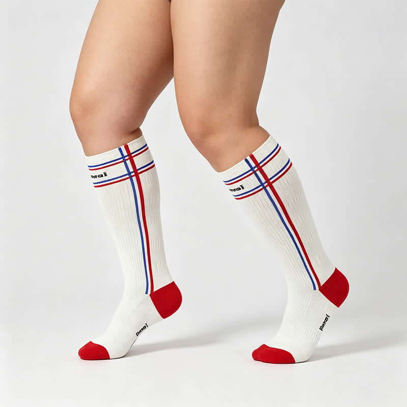 Chaussettes de compression à rayures universitaires (2 paires) - image 0