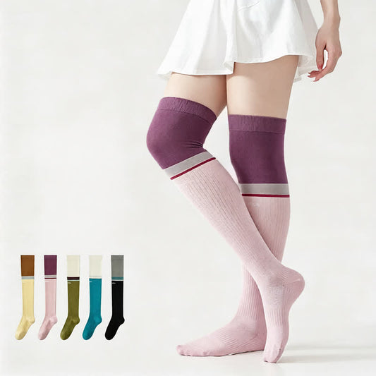 Chaussettes de compression côtelées bicolores grandes tailles - image 0