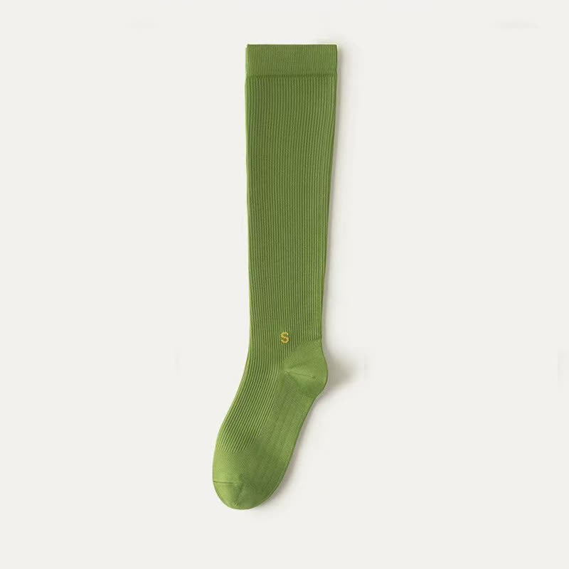 Chaussettes de compression blanches côtelées grandes tailles (4 paires) - Vert - EU36-41(US3-7.5) - image 8