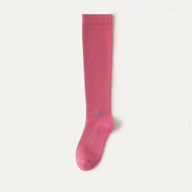 Chaussettes de compression blanches côtelées grandes tailles (4 paires) - Fuchsia - EU36-41(US3-7.5) - image 9