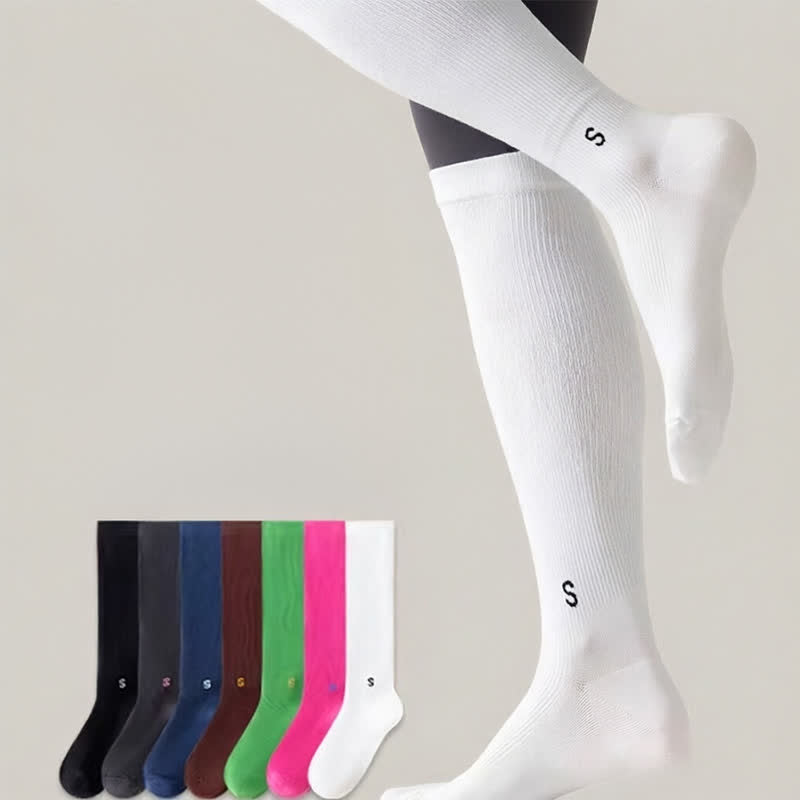 Chaussettes de compression blanches côtelées grandes tailles (4 paires) - image 0