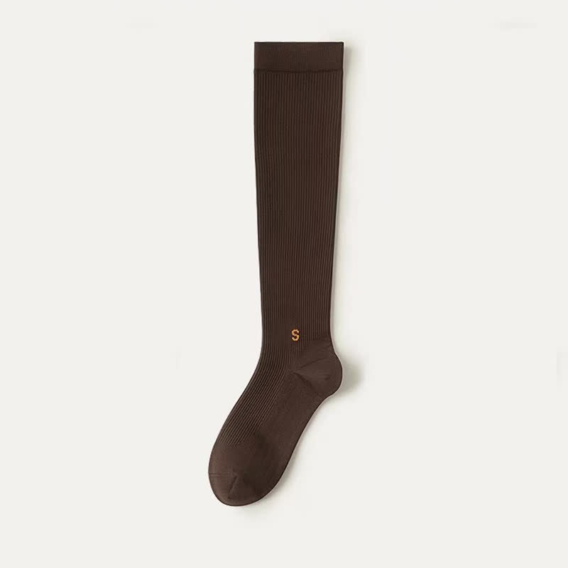 Chaussettes de compression blanches côtelées grandes tailles (4 paires) - Café noir - EU36-41(US3-7.5) - image 12