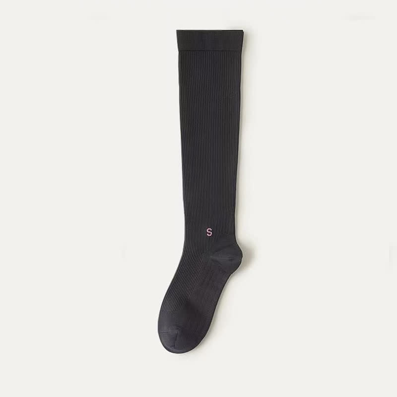 Chaussettes de compression blanches côtelées grandes tailles (4 paires) - Gris - EU36-41(US3-7.5) - image 11