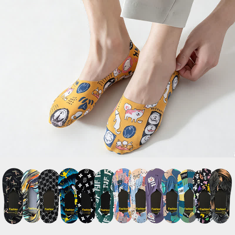 Chaussettes invisibles à imprimé animalier ludique (7 paires) - image 0