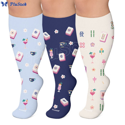 Chaussettes de compression grandes tailles inspirées du mahjong - image 0
