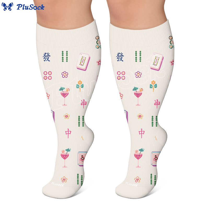 Chaussettes de compression grandes tailles inspirées du mahjong - image 7
