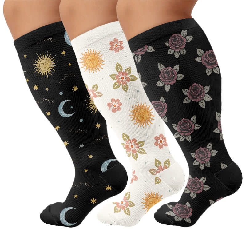 Chaussettes de compression en maille céleste grande taille - Multicolore (3 paires) - 4XL - image 4