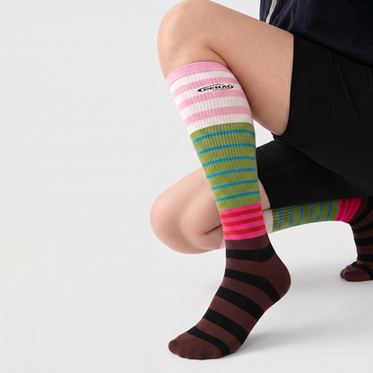 Chaussettes de compression à rayures colorées (2 paires) - image 1
