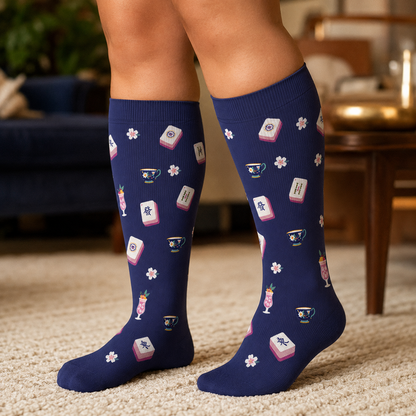 Chaussettes de compression grandes tailles inspirées du mahjong - image 3