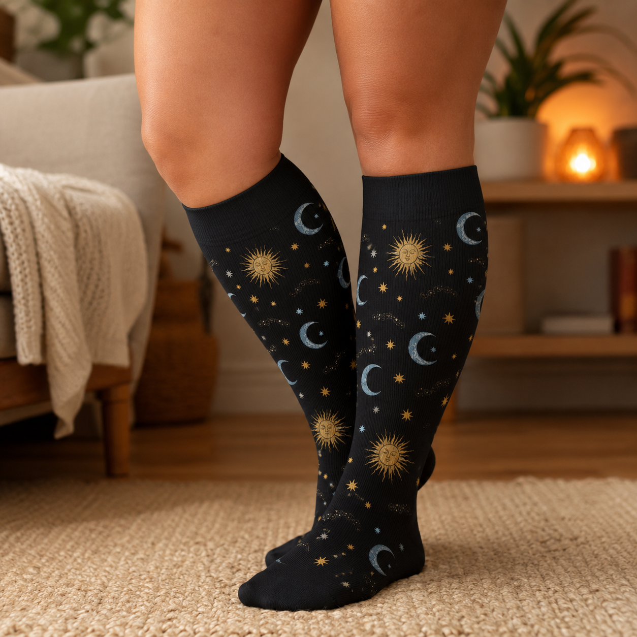 Chaussettes de compression en maille céleste grande taille - image 1
