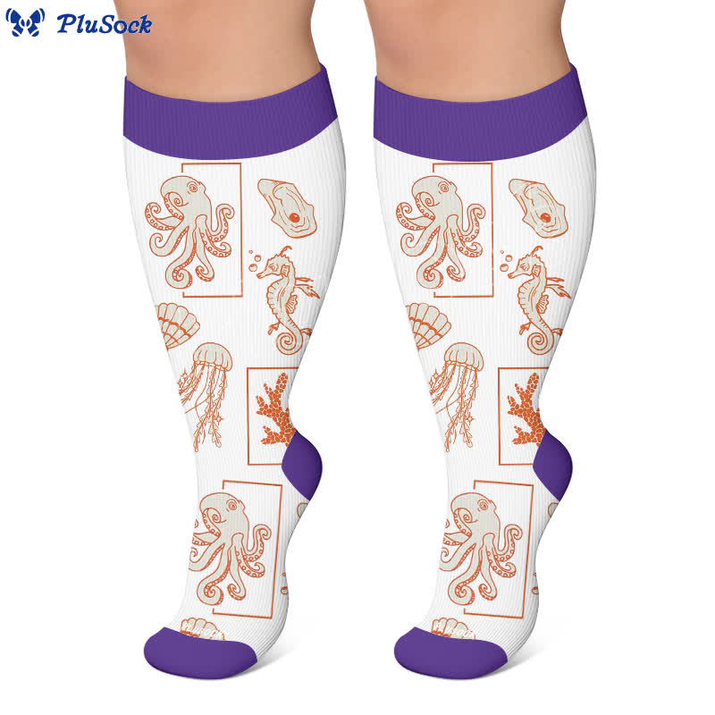 Chaussettes de compression grandes tailles motif océan - image 6