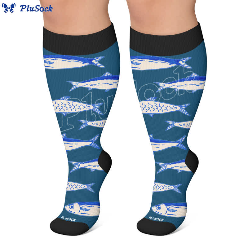 Chaussettes de compression grandes tailles motif océan - image 7