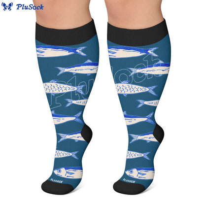 Chaussettes de compression grandes tailles motif océan - image 7