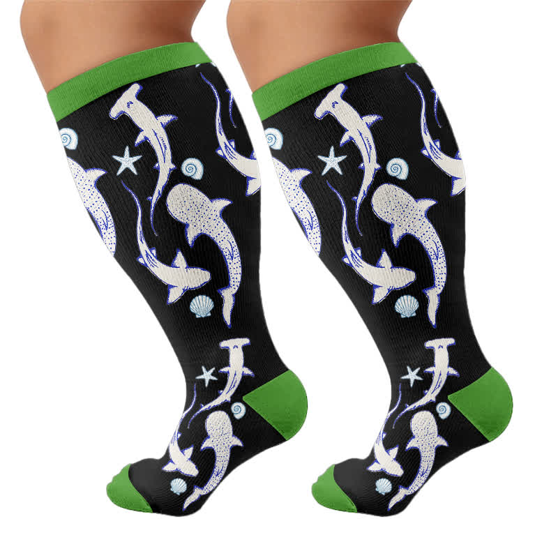 Chaussettes de compression grandes tailles motif océan - Noir (1 paire) - 4XL - image 8