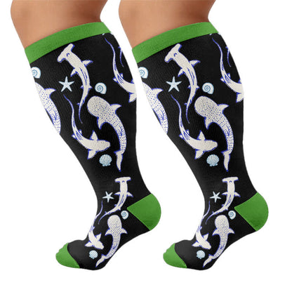 Chaussettes de compression grandes tailles motif océan - Noir (1 paire) - 4XL - image 8