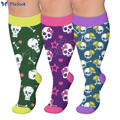Chaussettes de compression punk crâne grande taille - image 0