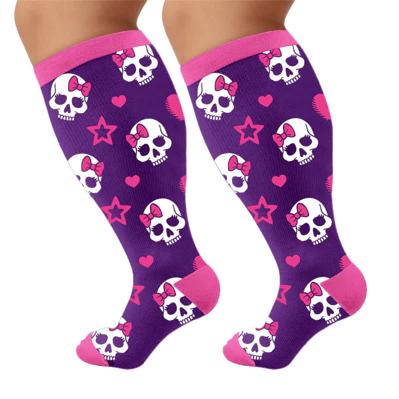 Chaussettes de compression punk crâne grande taille - Violet (1 paire) - 4XL - image 9
