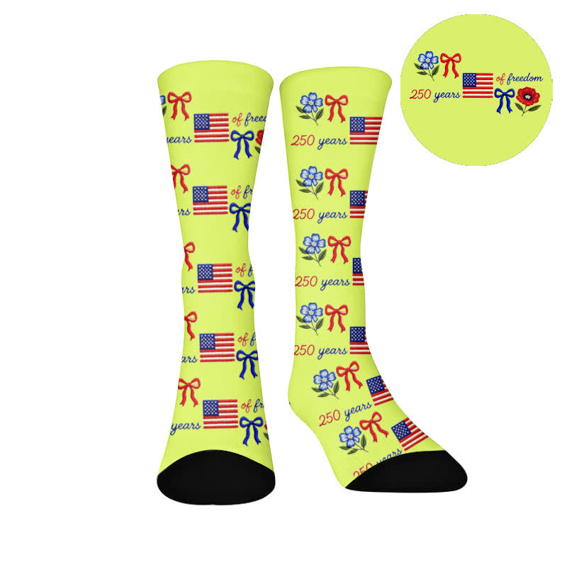 Chaussettes à lettres de drapeau - Jaune (1 paire) - EU37-44(US4-10) - image 9