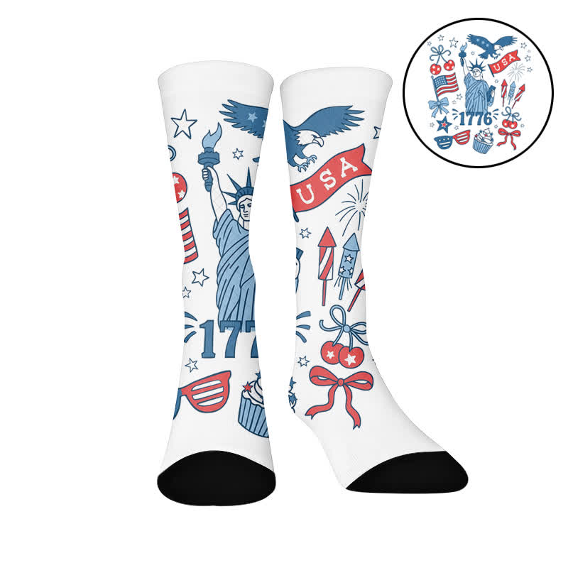 Chaussettes à lettres de drapeau - Blanc (1 paire) - EU37-44(US4-10) - image 7