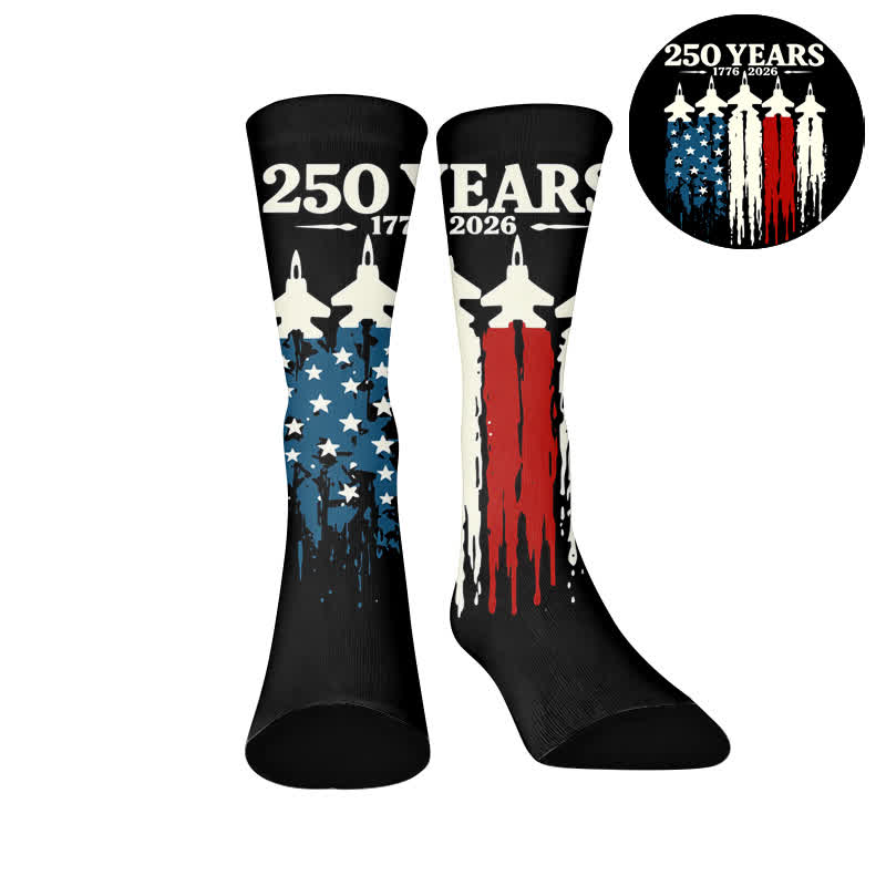 Chaussettes à lettres de drapeau - Noir (1 paire) - EU37-44(US4-10) - image 8
