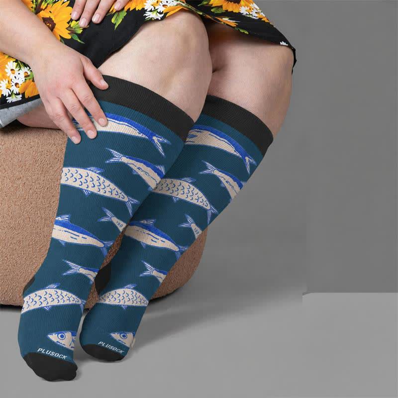 Chaussettes de compression grandes tailles motif océan - image 3