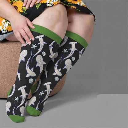 Chaussettes de compression grandes tailles motif océan - image 1