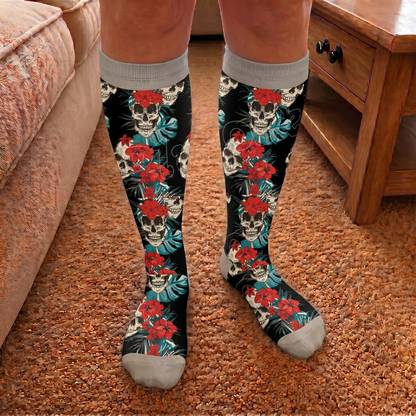 Chaussettes de compression tête de mort grande taille - image 2
