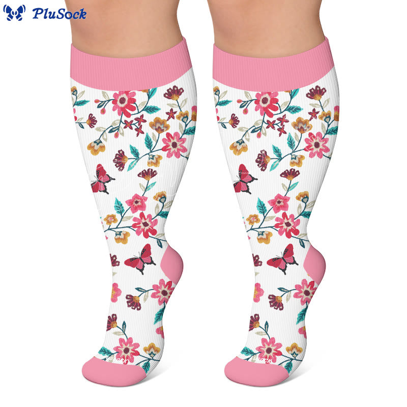 Chaussettes de compression grandes tailles à motif lapin fleuri - image 6