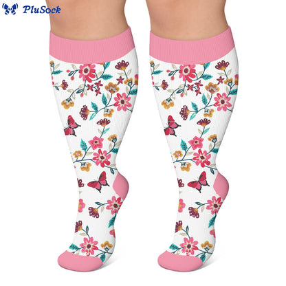 Chaussettes de compression grandes tailles à motif lapin fleuri - image 6