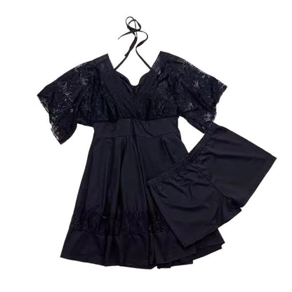 Robe de bain à manches en dentelle noire - image 7