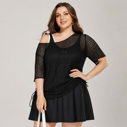 Ensemble de maillot de bain gainant en maille - Noir - 4XL - image 0