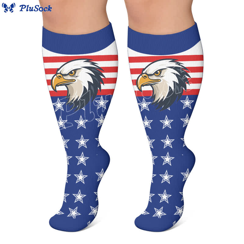 Chaussettes de compression grandes tailles à motif aigle et étoiles patriotiques - image 5