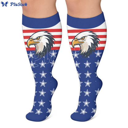 Chaussettes de compression grandes tailles à motif aigle et étoiles patriotiques - image 5
