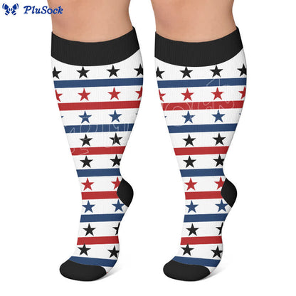 Chaussettes de compression grandes tailles à motif aigle et étoiles patriotiques - image 7