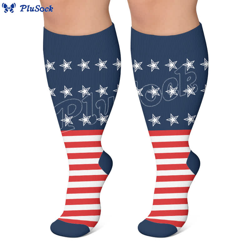 Chaussettes de compression grandes tailles à motif aigle et étoiles patriotiques - image 6