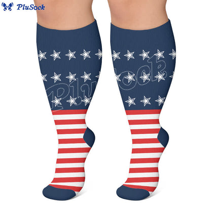 Chaussettes de compression grandes tailles à motif aigle et étoiles patriotiques - image 6
