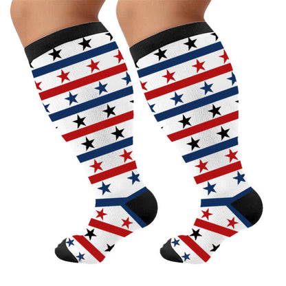 Chaussettes de compression grandes tailles à motif aigle et étoiles patriotiques - Blanc - 4XL - image 10