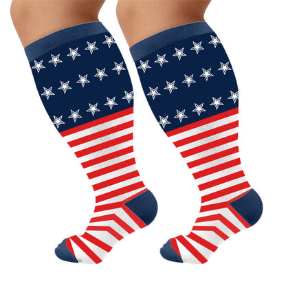 Chaussettes de compression grandes tailles à motif aigle et étoiles patriotiques - Rouge - 4XL - image 9