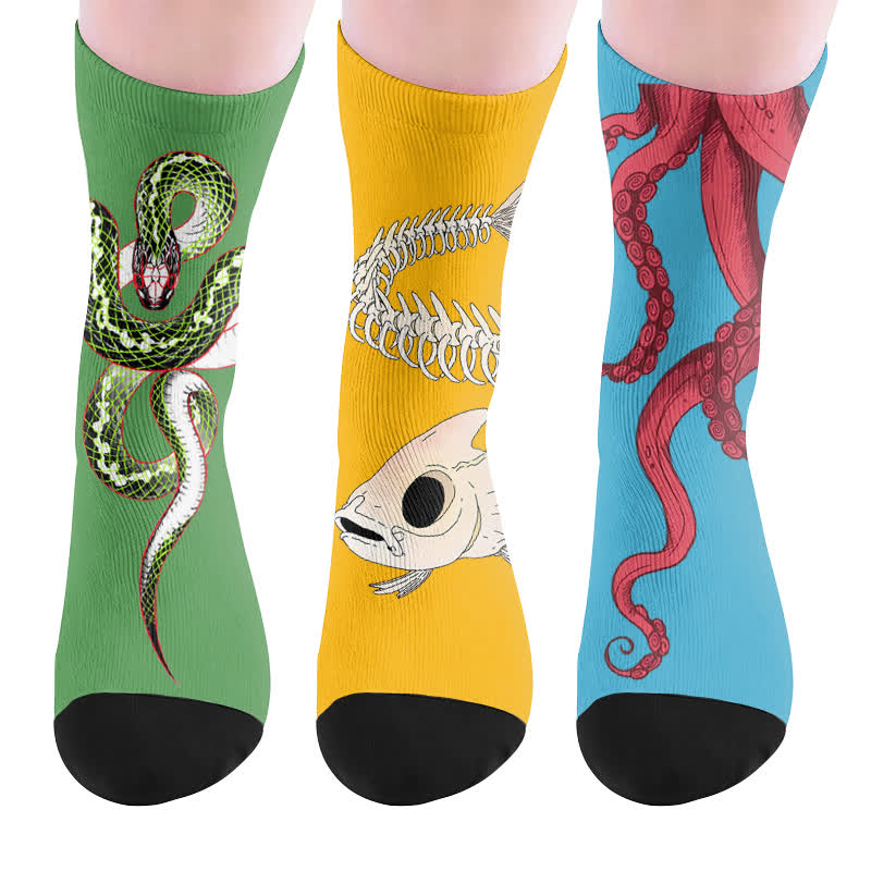 Chaussettes à motifs d'animaux - Multicolore (3 paires) - EU37-44(US4-10) - image 10