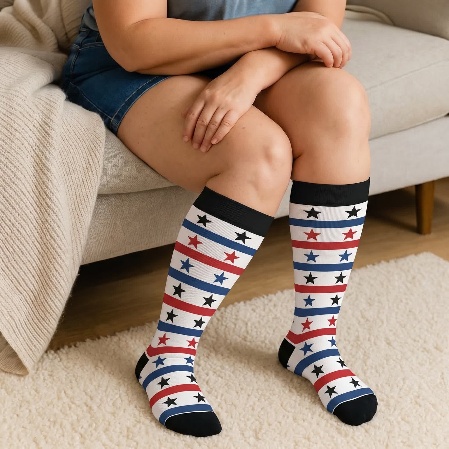 Chaussettes de compression grandes tailles à motif aigle et étoiles patriotiques - image 3
